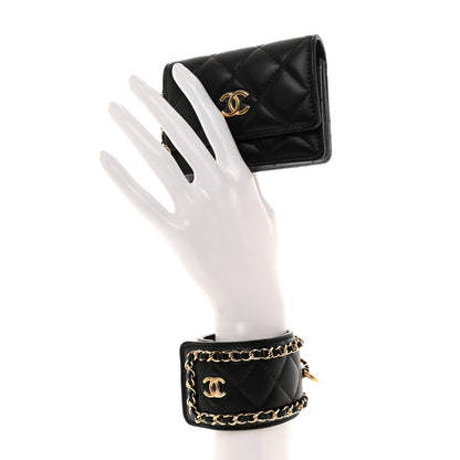 Chanel Lambskin Quilted Flap Card Holder With Cuff Black 2 of 10