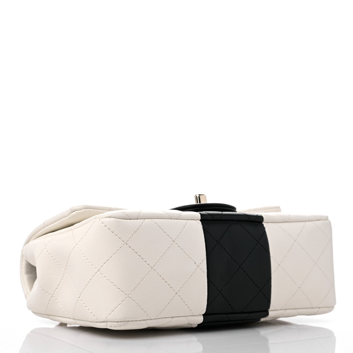 Lambskin Quilted Mini Rectangular Flap White Black