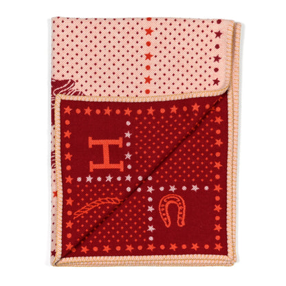 Hermes Wool Cashmere Western And Company Blanket Rouge H 2 of 3