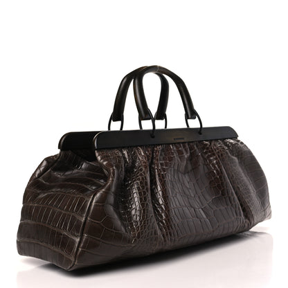 Gucci Wood Crocodile Tom Ford Doctor Bag Brown 3 of 10