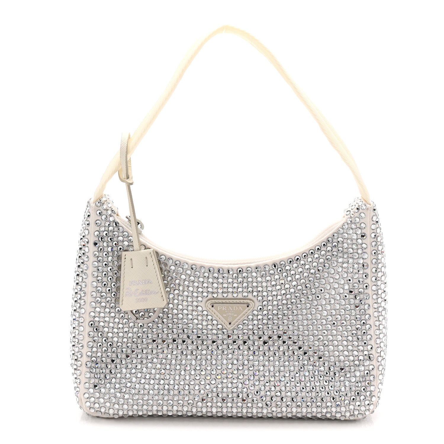 Prada Satin Crystal Mini Re-Edition 2000 Bag White 1 of 10