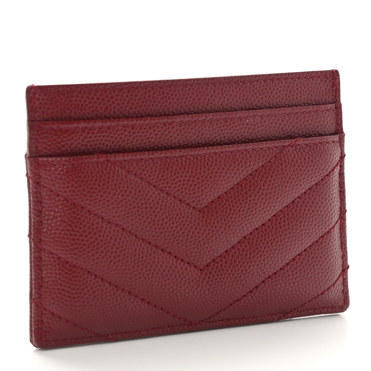 Saint Laurent Grain De Poudre Matelasse Chevron Monogram Credit Card Case Opyum Red 3 of 8