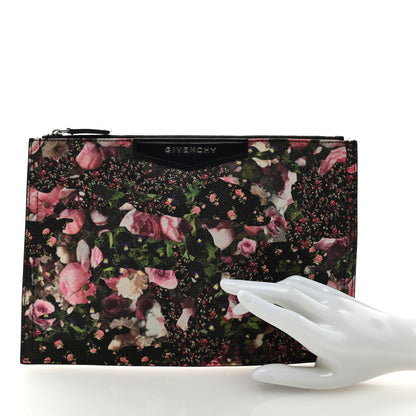 Givenchy Coated Canvas Roses Camouflage Print Medium Antigona Zip Pouch Black 2 of 6