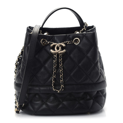 Chanel Caviar Quilted Rolled Up Bucket Drawstring Bag Black 1 of 9