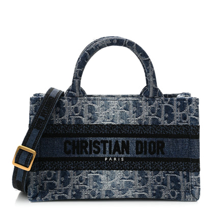 Christian Dior Denim Oblique Mini Book Tote With Strap Blue 1 of 12