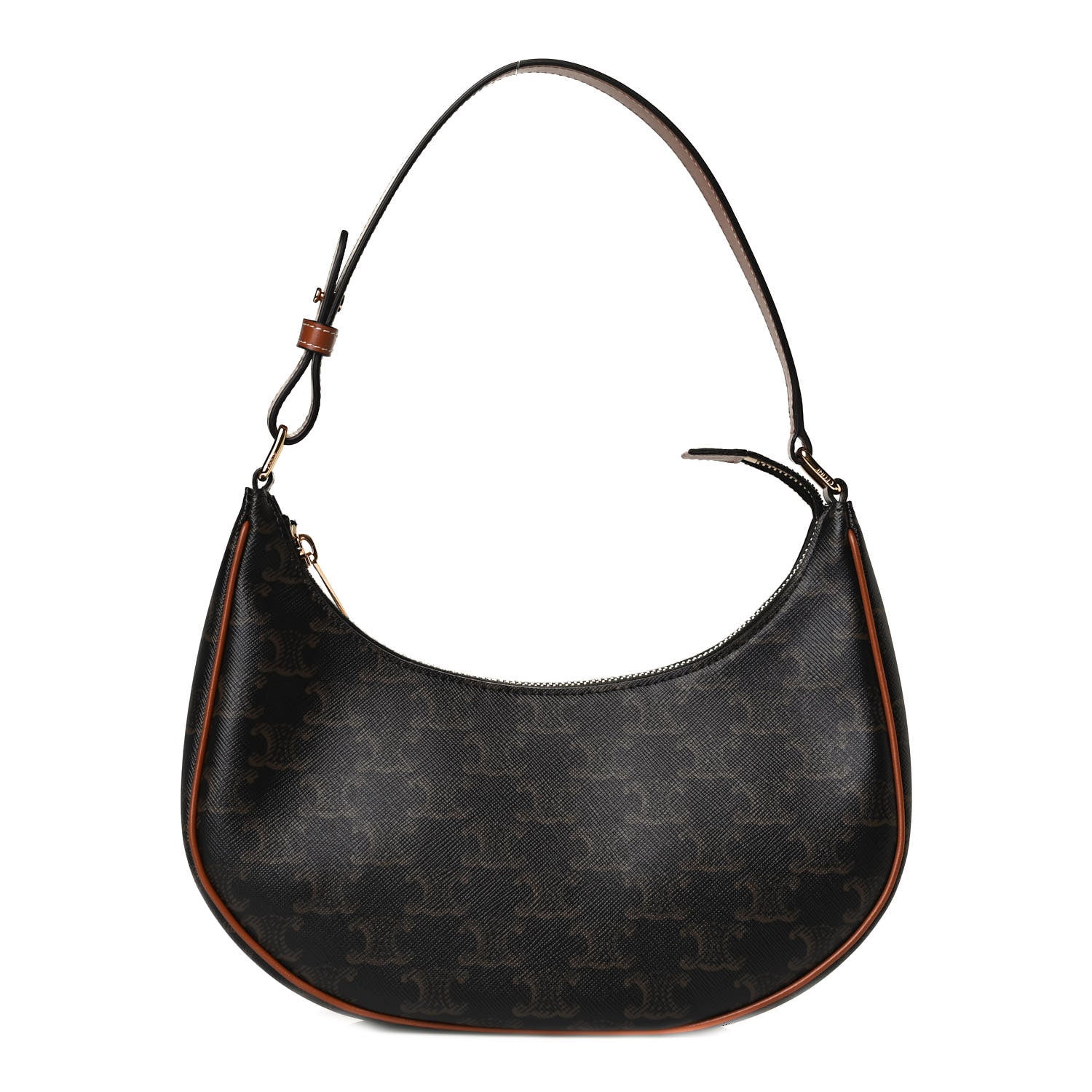 Celine Triomphe Canvas Calfskin Ava Shoulder Bag Tan 2 of 21