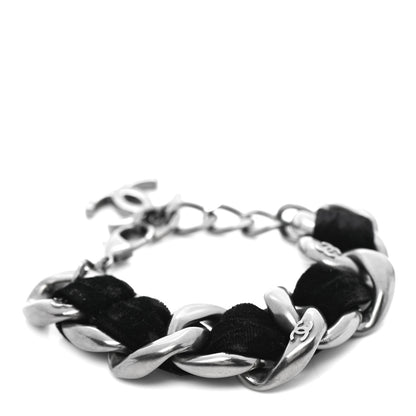 Chanel Velvet Chain Link CC Bracelet Black Ruthenium 1 of 4