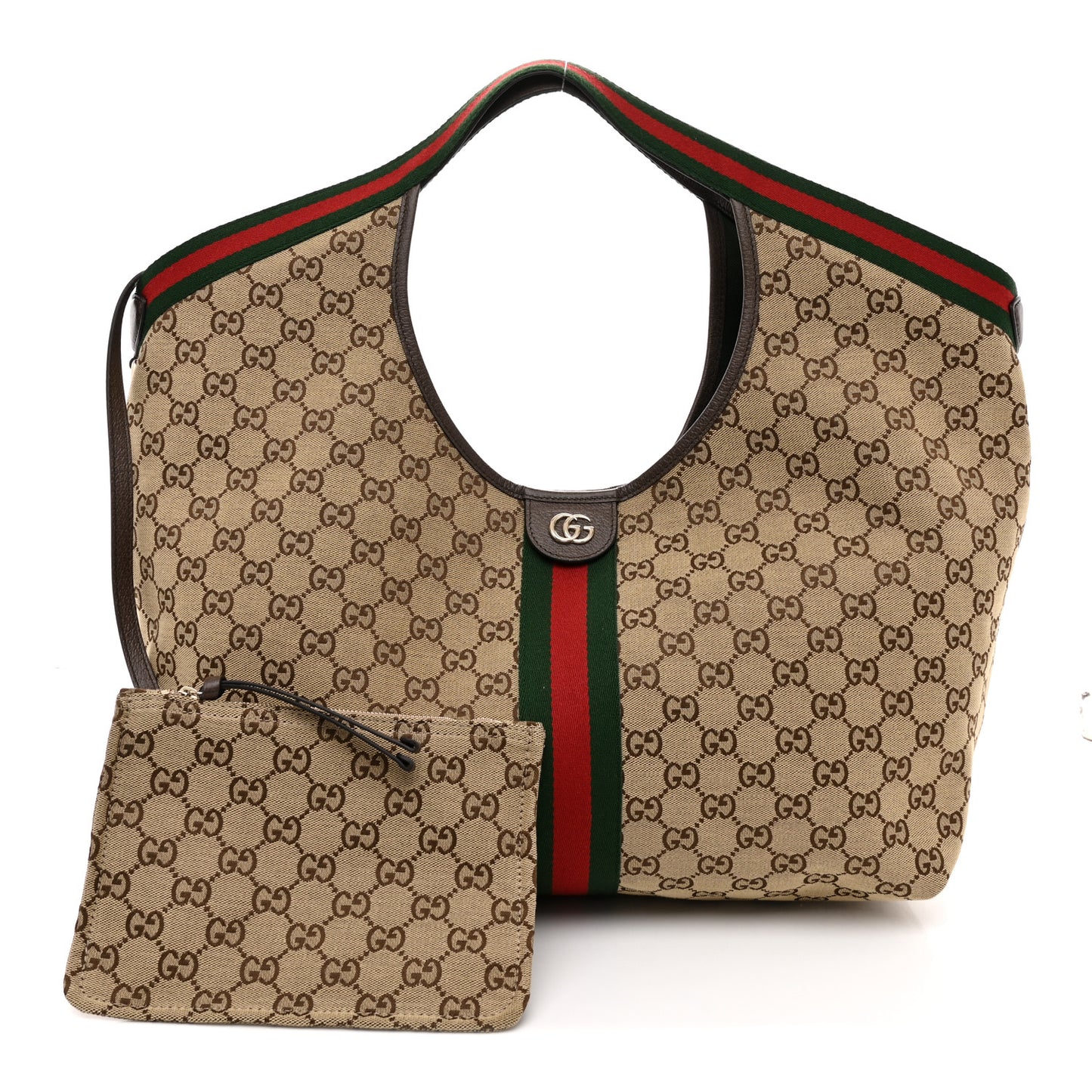 GG Monogram Web Large Giglio Tote Beige Brown