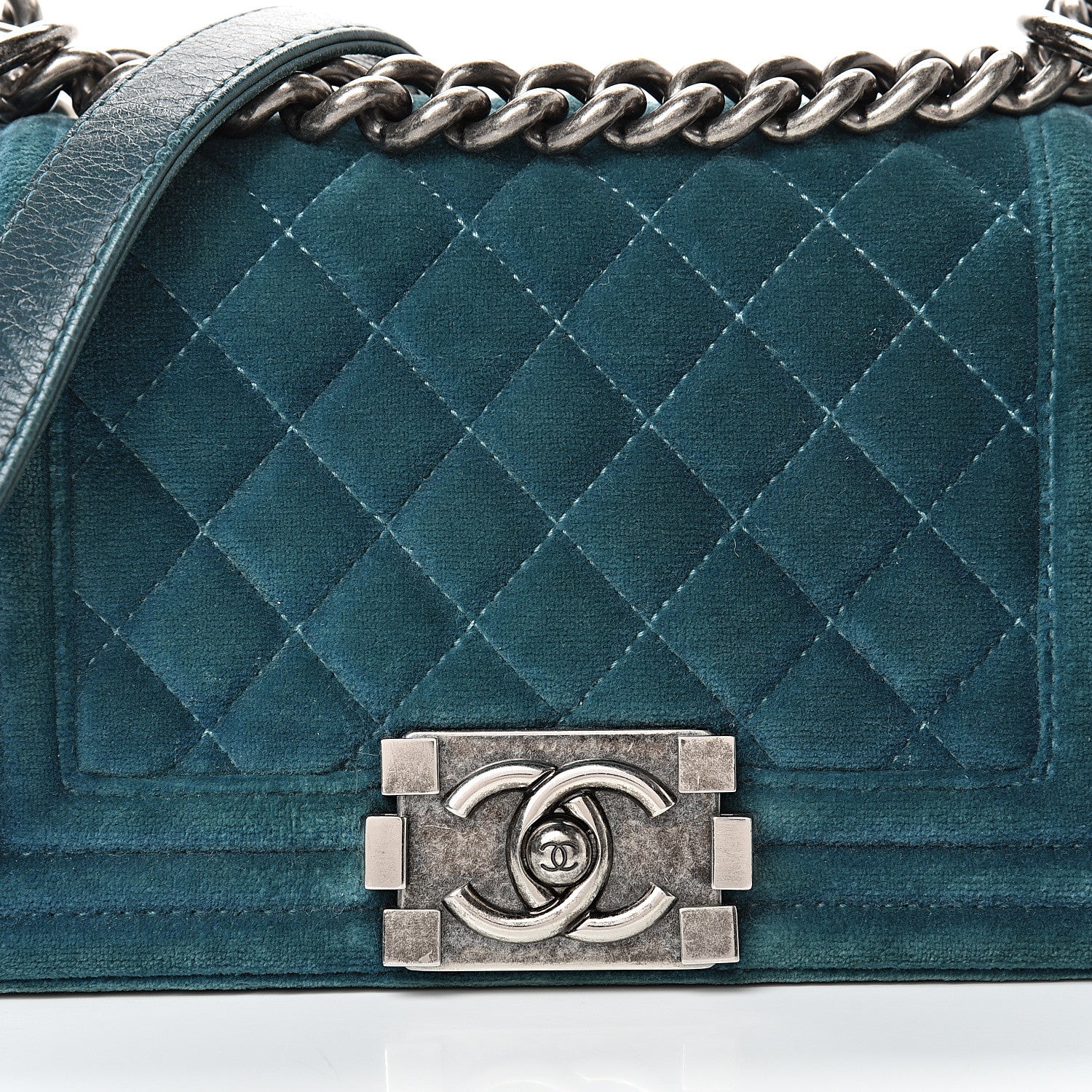 Chanel Velvet Quilted Small Boy Flap Turquoise 7 of 18