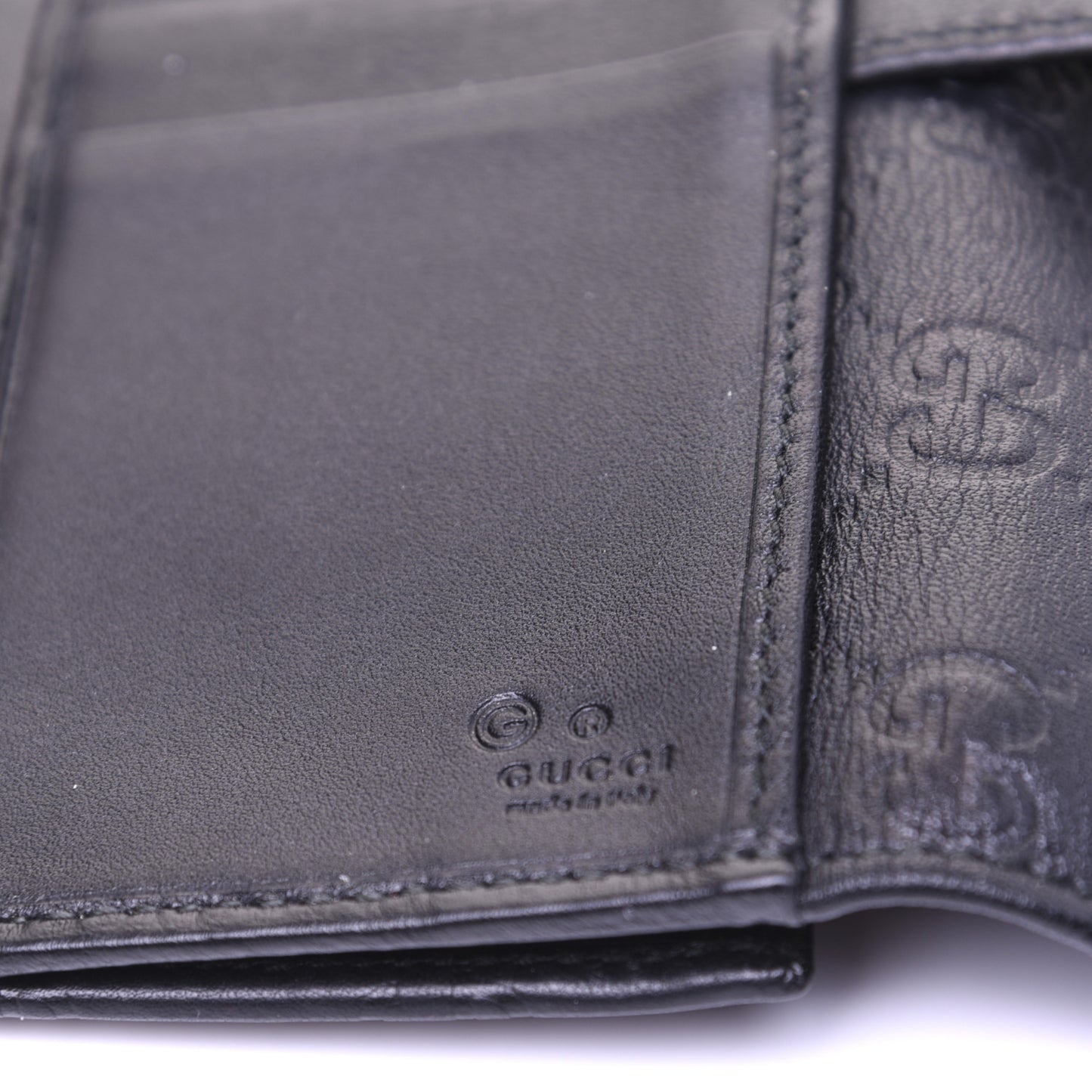Guccissima Punch Continental Flap Wallet Black