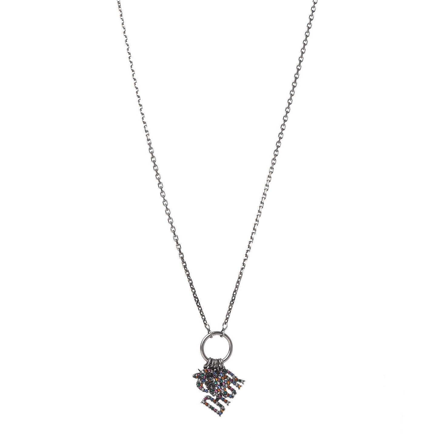 Metal Crystal Charms Necklace Multicolor