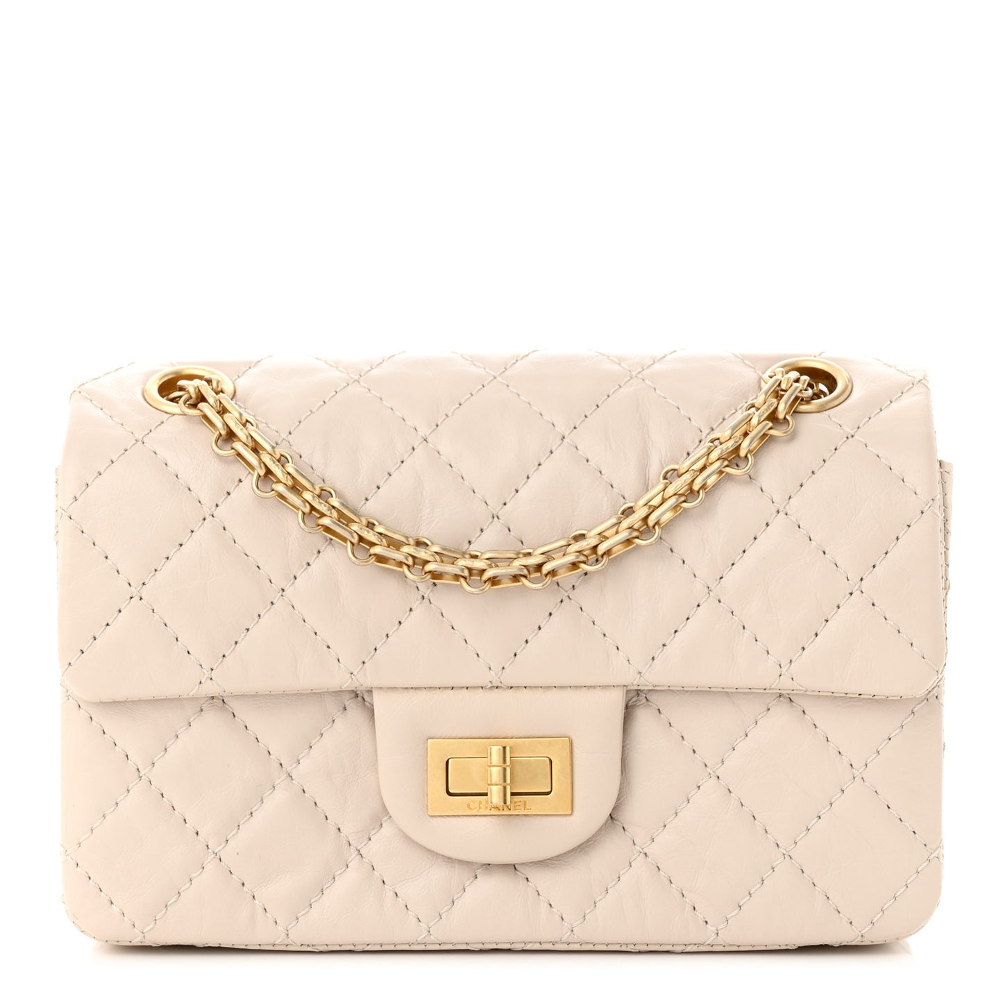 Aged Calfskin Quilted 2.55 Reissue Mini Flap Ecru