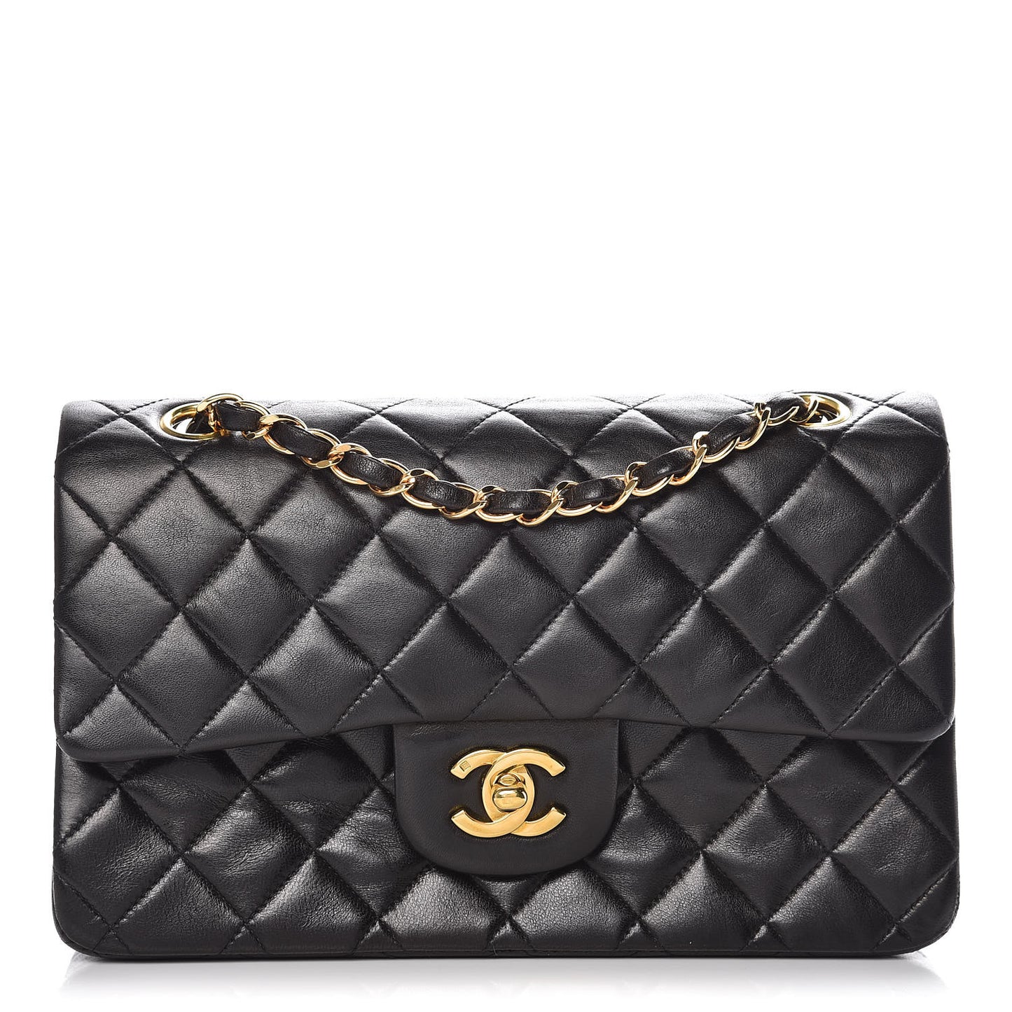 Lambskin Quilted Small Double Flap Black