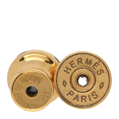 Hermes Gold Lacquered Mini Pop H Earrings Marron Glace 4 of 5
