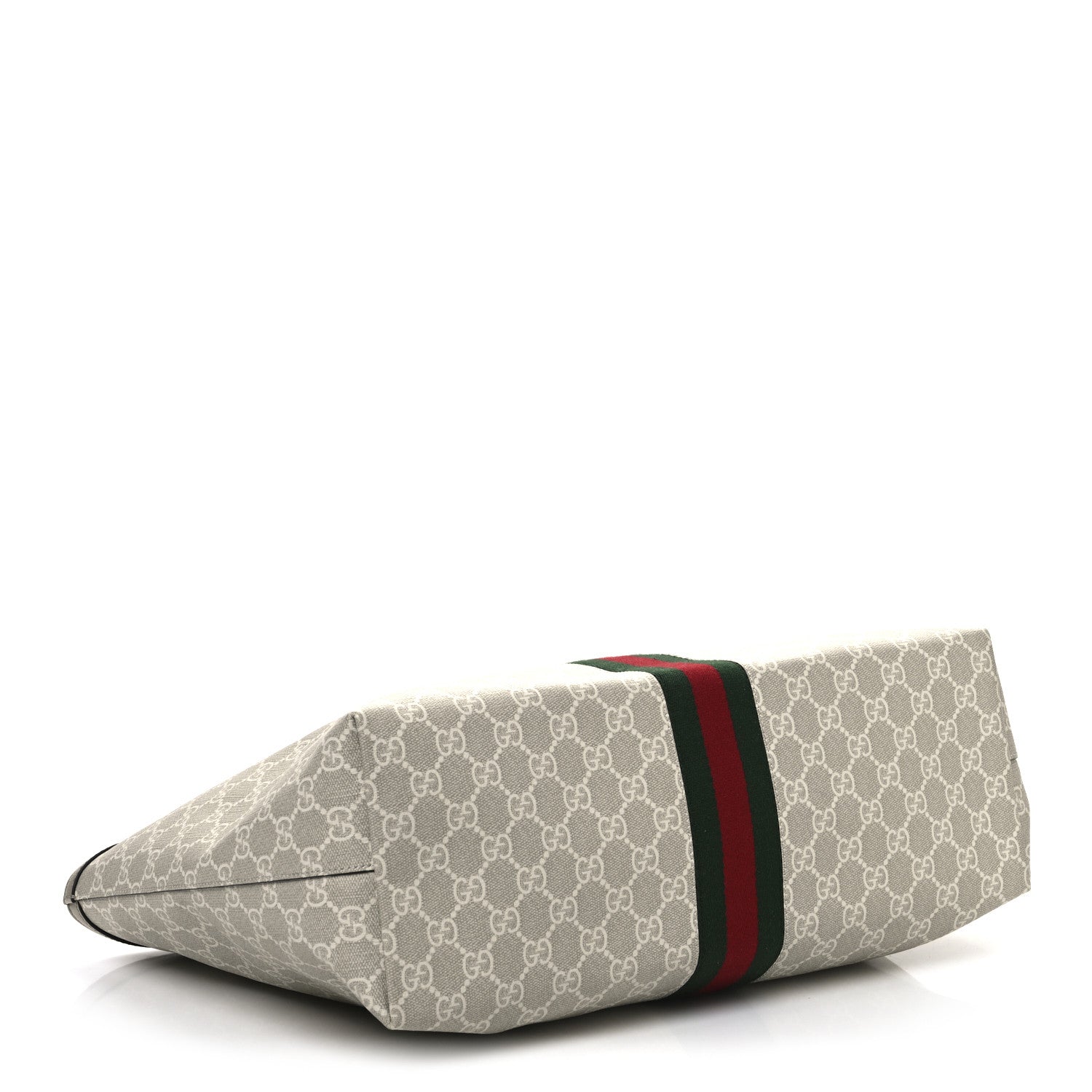 Gucci GG Supreme Monogram Textured Dollar Calfskin Web Large Ophidia Shopping Tote Beige Mystic White Oatmeal 4 of 12