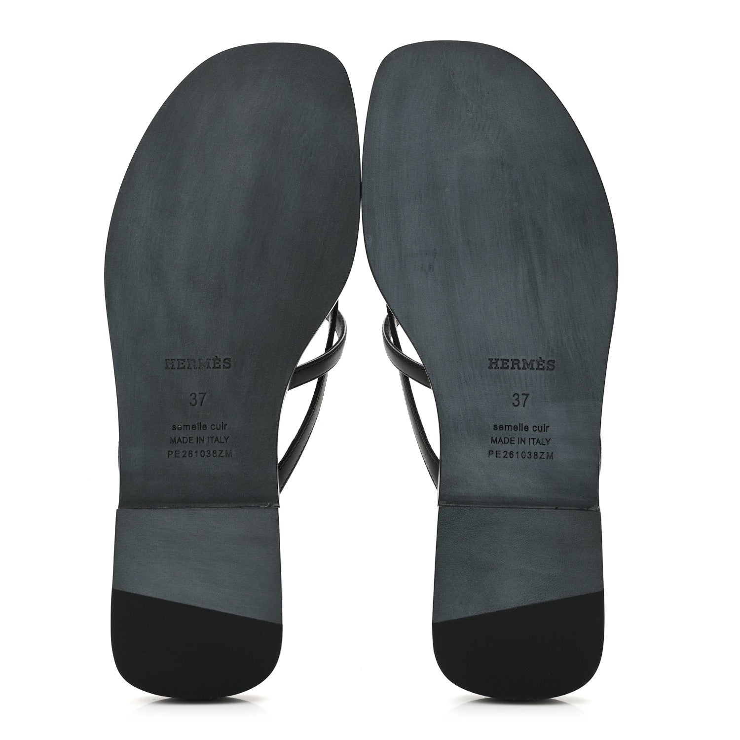 Hermes Calfskin Miss Sandals 37 Black 6 of 9