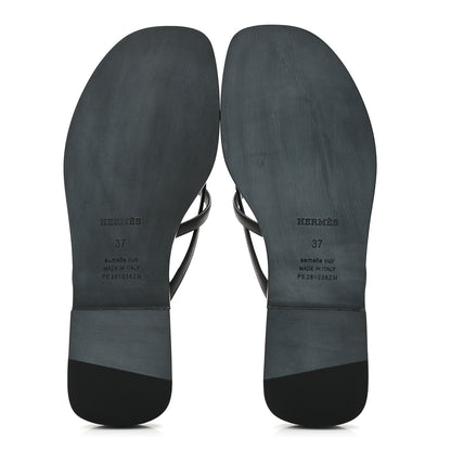 Hermes Calfskin Miss Sandals 37 Black 6 of 9