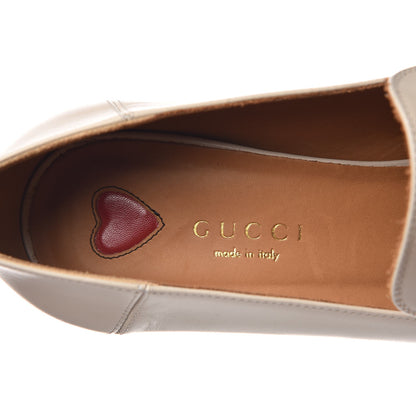 Gucci Betis Glamour Calfskin Web Pearl Embellished Peyton 75mm Loafer Pumps 36 Mystic White 6 of 11