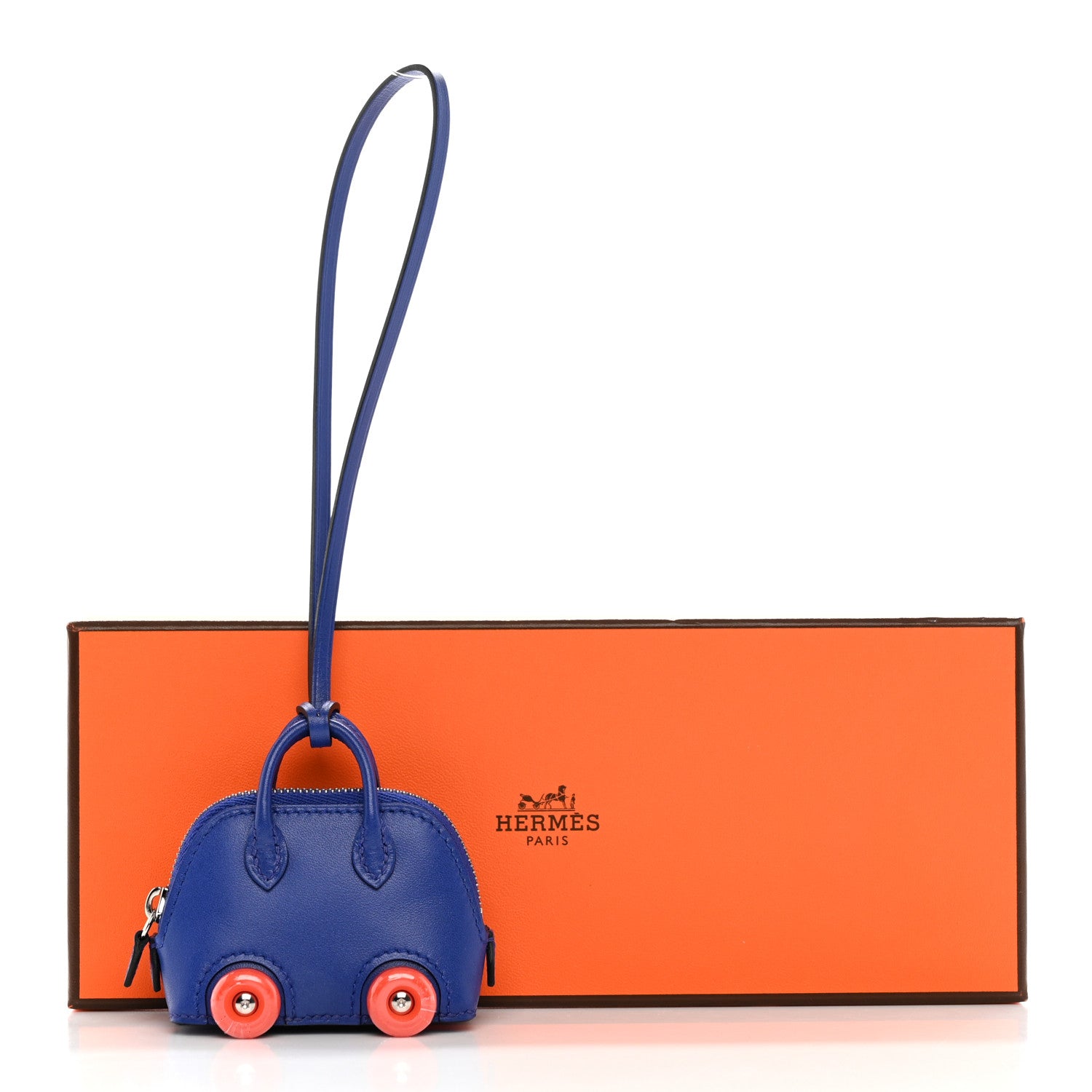 Hermes Chevre Mysore Bolide On Wheels Bag Charm Bleu Electrique 4 of 4