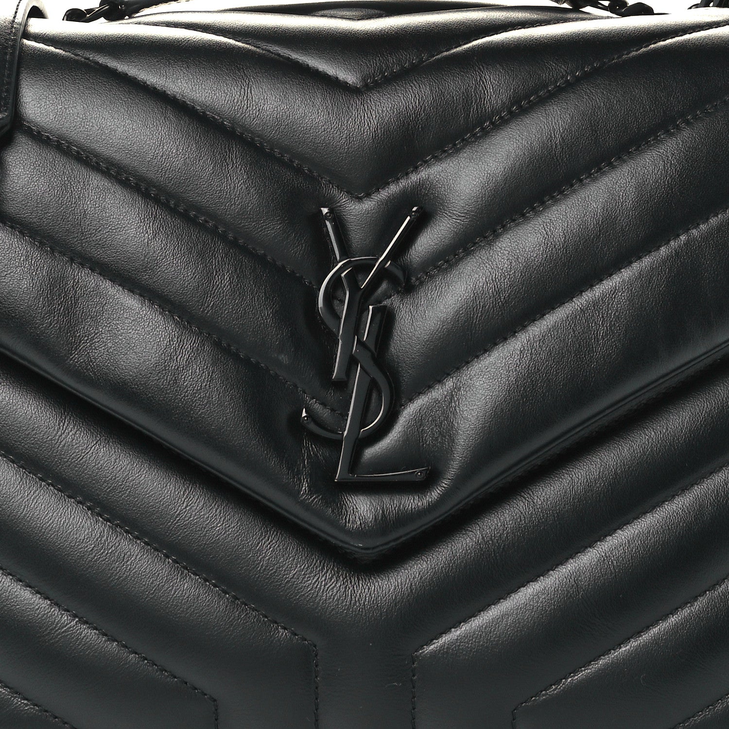 Saint Laurent Calfskin Y Quilted Monogram Medium Loulou Chain Satchel Black 9 of 12