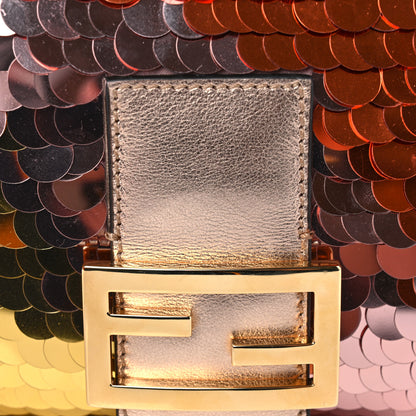 Fendi Sequin Paillettes Vitello Laminato Striped Baguette 1997 Multicolor 8 of 11