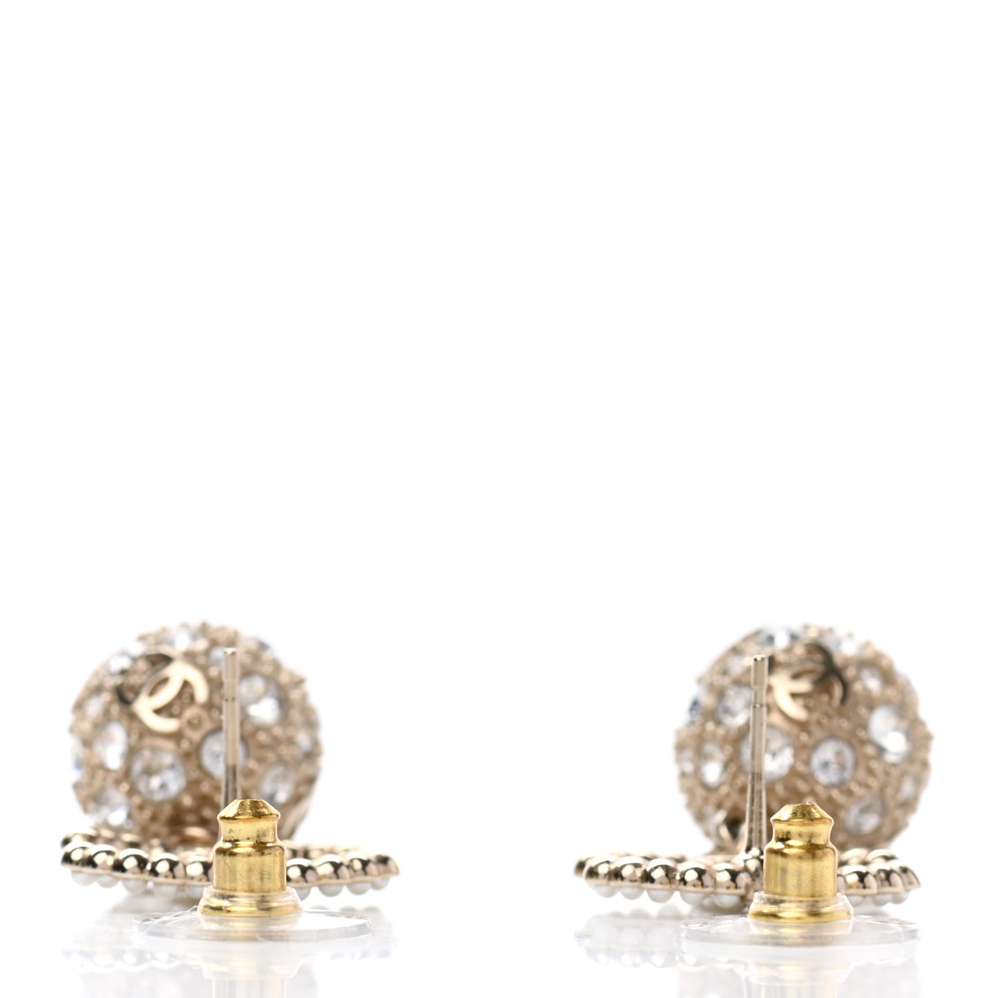 Crystal Pearl CC Drop Earrings Gold Pearly White