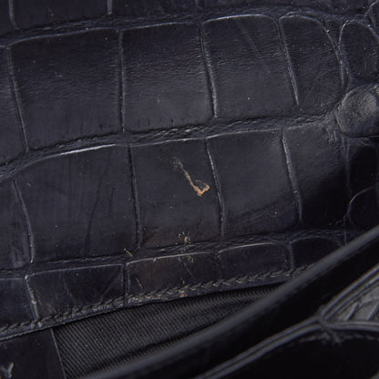 Givenchy Calfskin Crocodile Embossed Medium Antigona Envelope Clutch Black 8 of 10