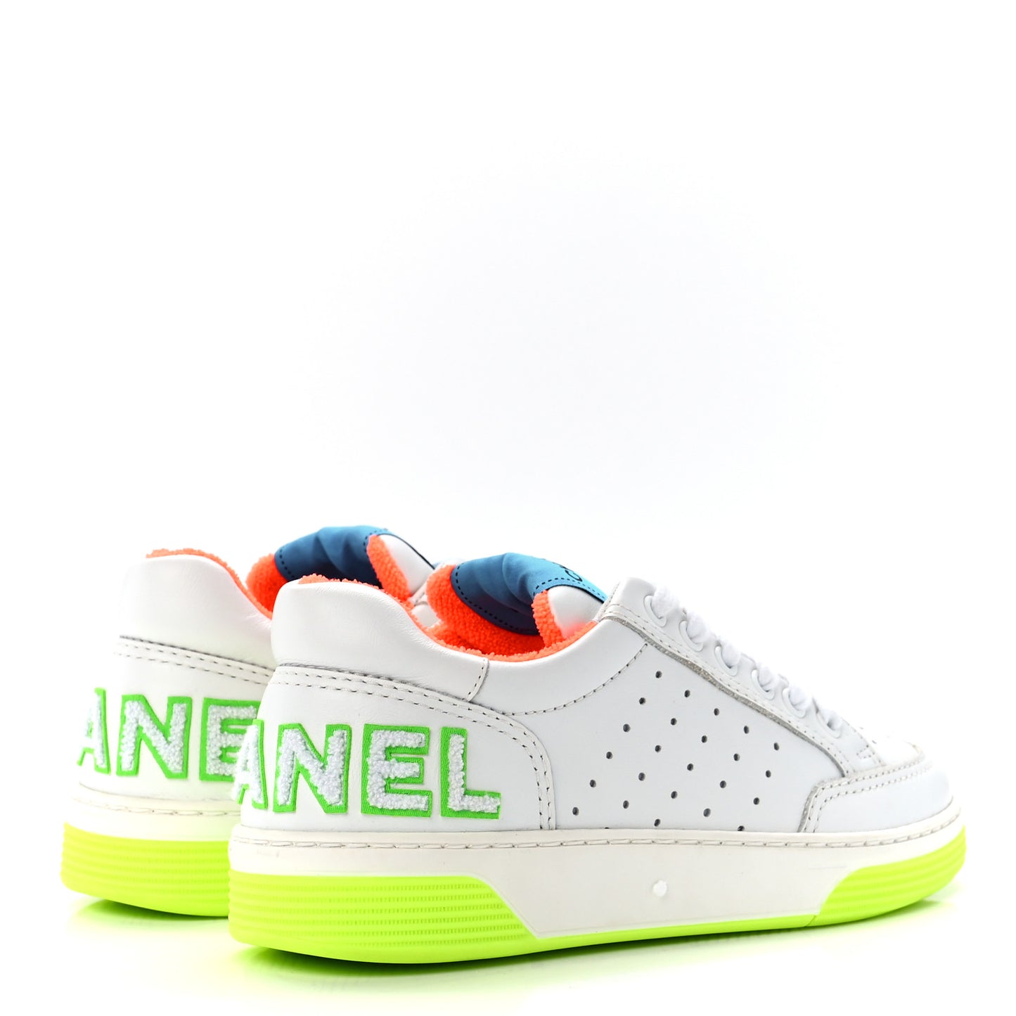 Calfskin Womens Logo Sneakers 36.5 White Multicolor