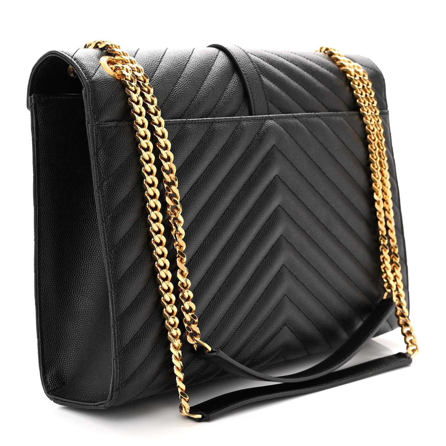 Grain De Poudre Matelasse Chevron Large Monogram Satchel Black