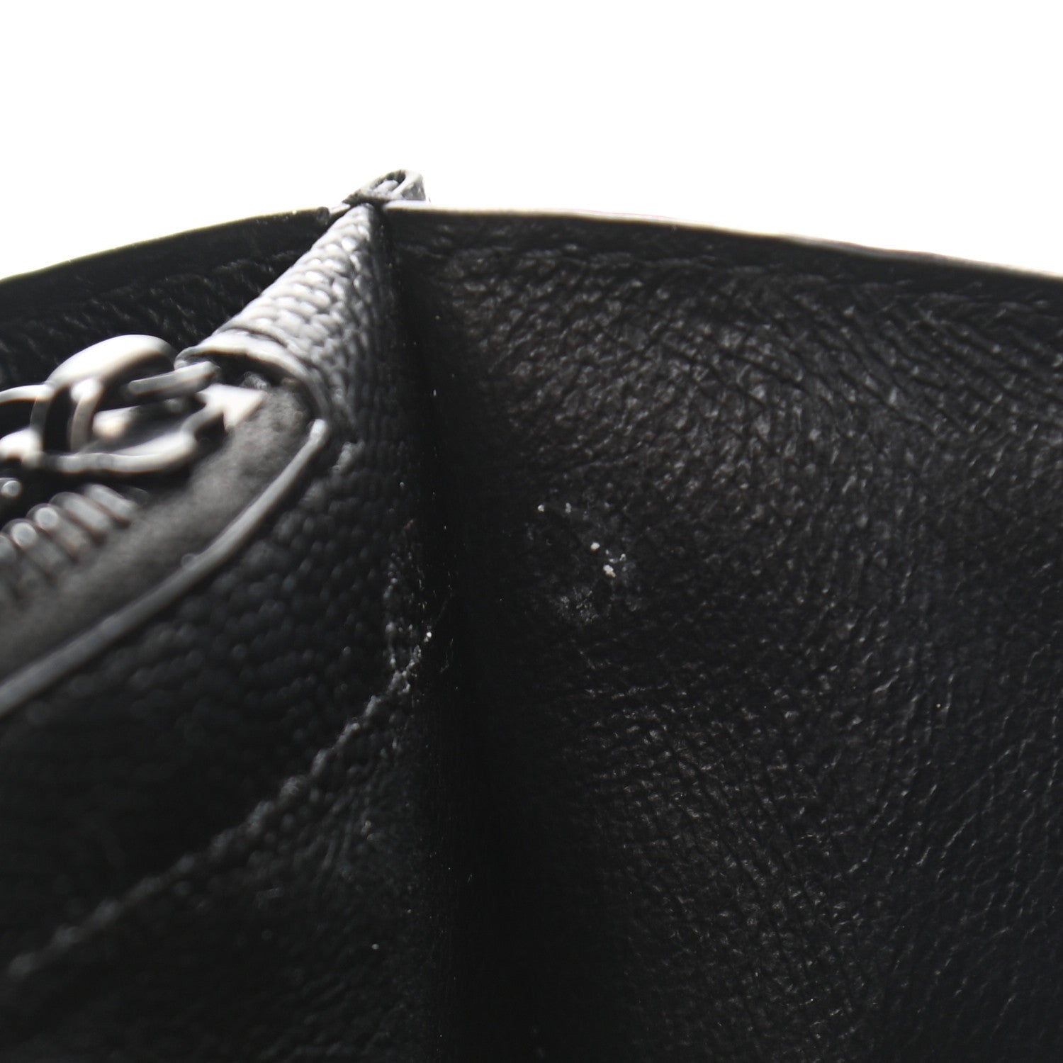 Saint Laurent Grain De Poudre Matelasse Chevron Monogram Chain Wallet Black 12 of 13