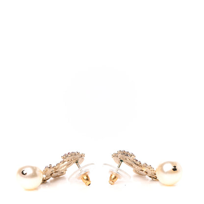 Chanel Gripoix Pearl Drop Earrings Gold Red 3 of 4