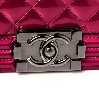 Chanel Metallic Patent Calfskin Quilted Small Boy Flap Pink 12 of 14