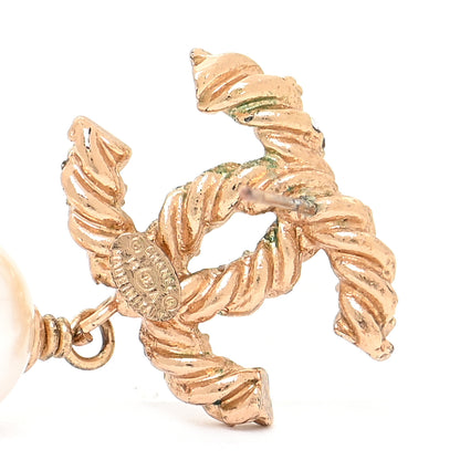 Chanel Crystal Pearl CC Drop Earrings Gold 8 of 9