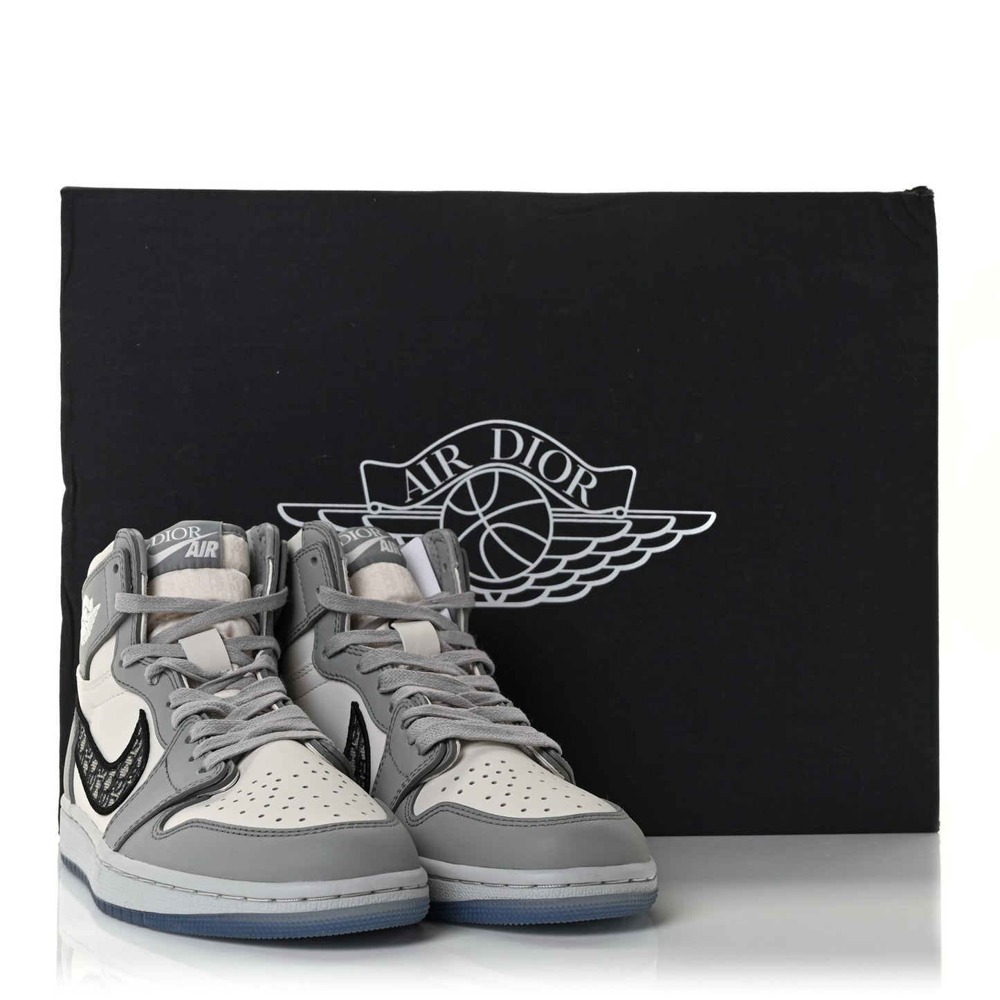 X NIKE AIR JORDAN Calfskin Mens Oblique High Sneakers 38.5 Beige White