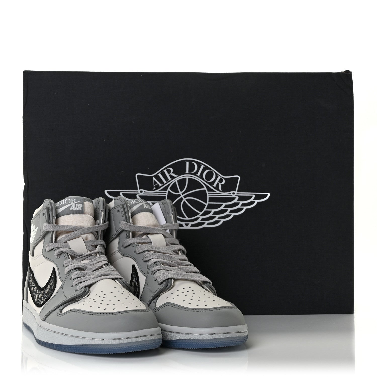 Christian Dior X NIKE AIR JORDAN Calfskin Mens Oblique High Sneakers 38.5 Beige White 12 of 12