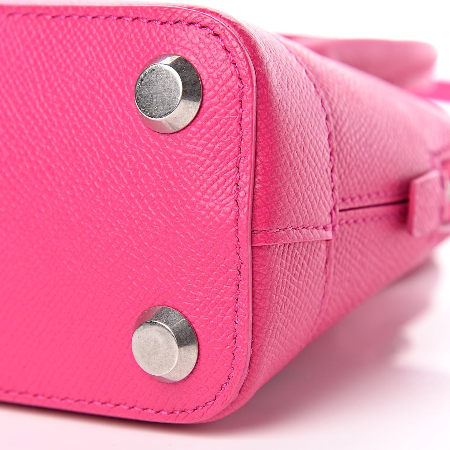 Signature Grained Calfskin Logo XXS Ville Top Handle Bag Fuchsia