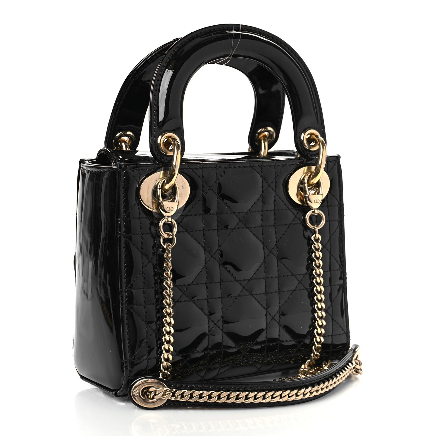 Patent Cannage Mini Lady Dior Black
