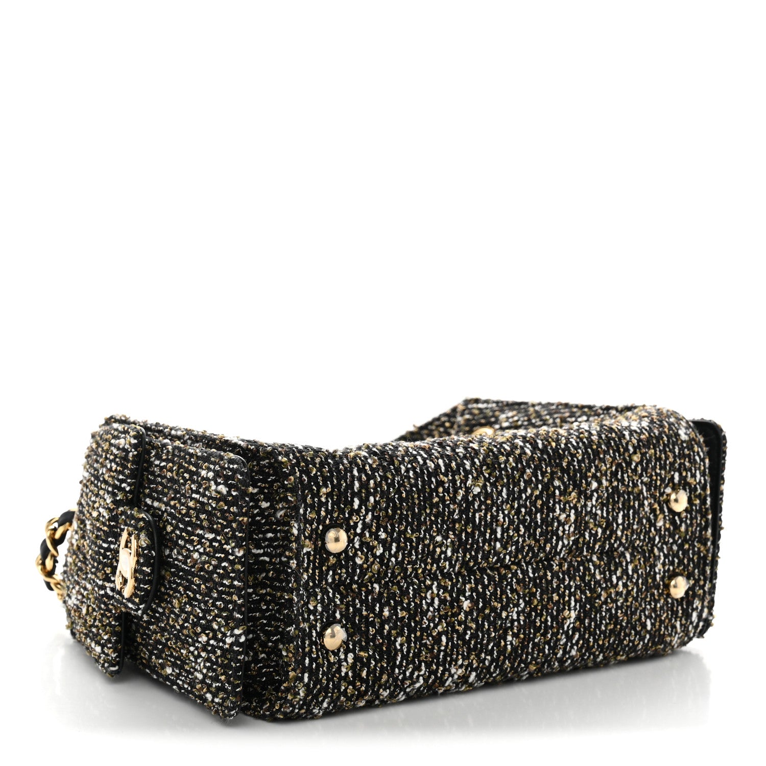 Chanel Tweed Quilted Mini Chanel 25 Handbag Black Ivory 4 of 11
