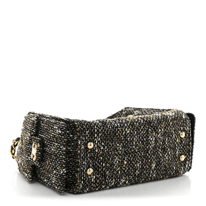 Chanel Tweed Quilted Mini Chanel 25 Handbag Black Ivory 4 of 11