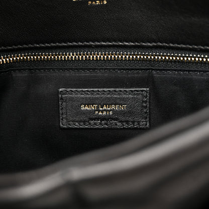 Saint Laurent Lambskin Quilted Medium Loulou Puffer Monogram Chain Satchel Black 6 of 10