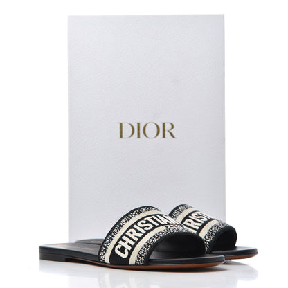 Christian Dior Canvas Embroidered Dway Mules Slide Sandals 36.5 Black 11 of 11