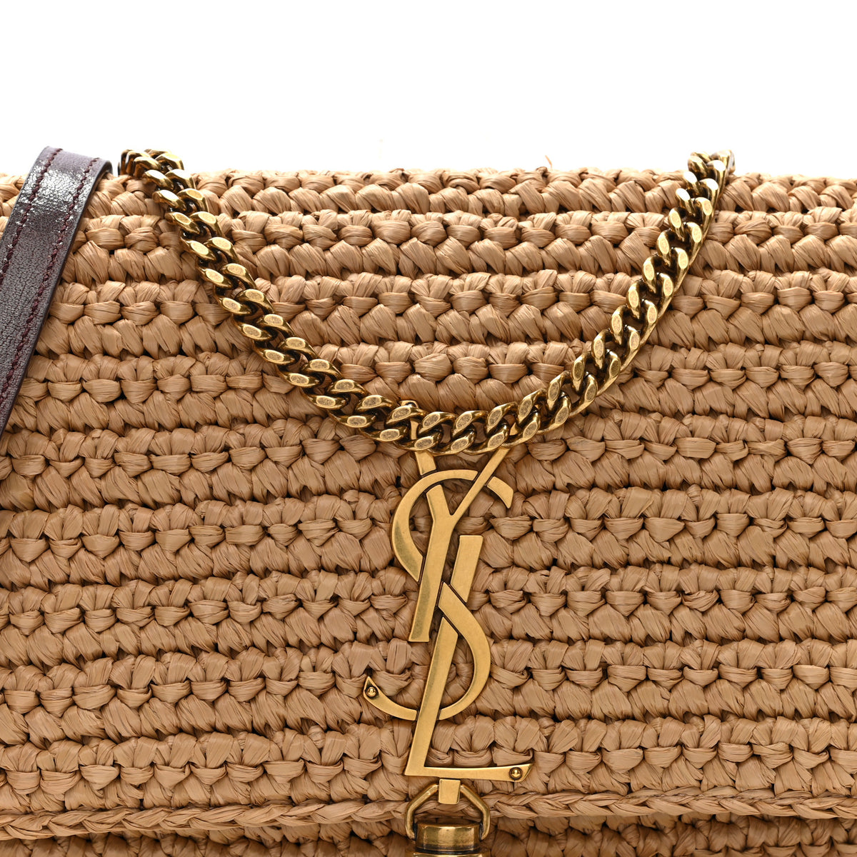 Saint Laurent Raffia Monogram Tassel Kate 99 Dark Nude 6 of 8