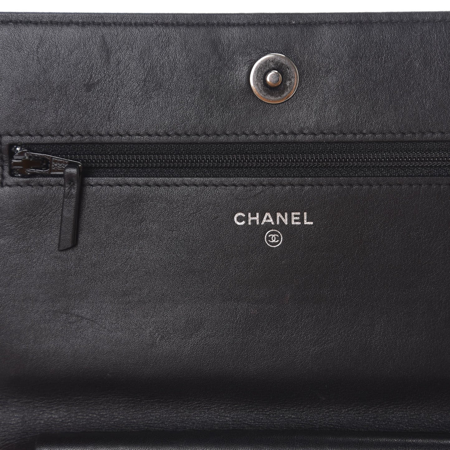Calfskin Quilted Boy Wallet On Chain WOC Black