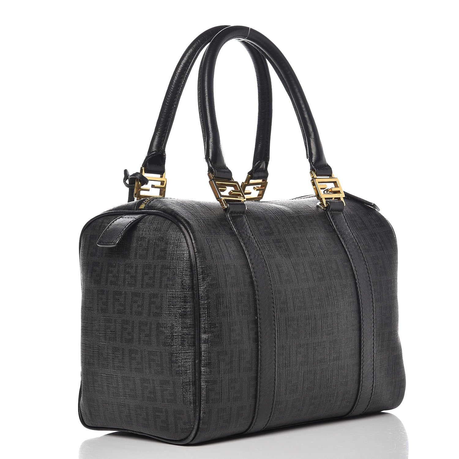 Fendi Zucchino Spalmati Vitello Small Boston Moro Black 3 of 10