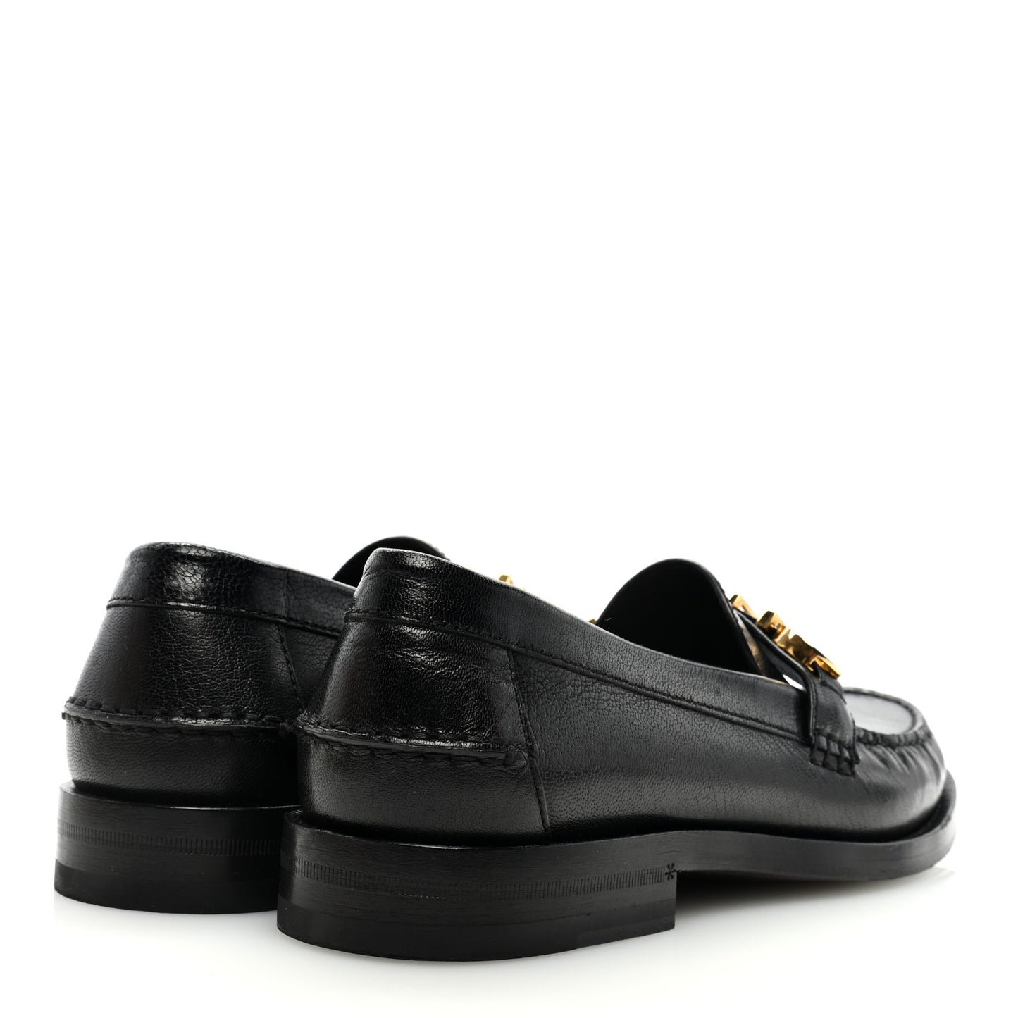 Goatskin Womens Logo 15mm Loafers 40 Black