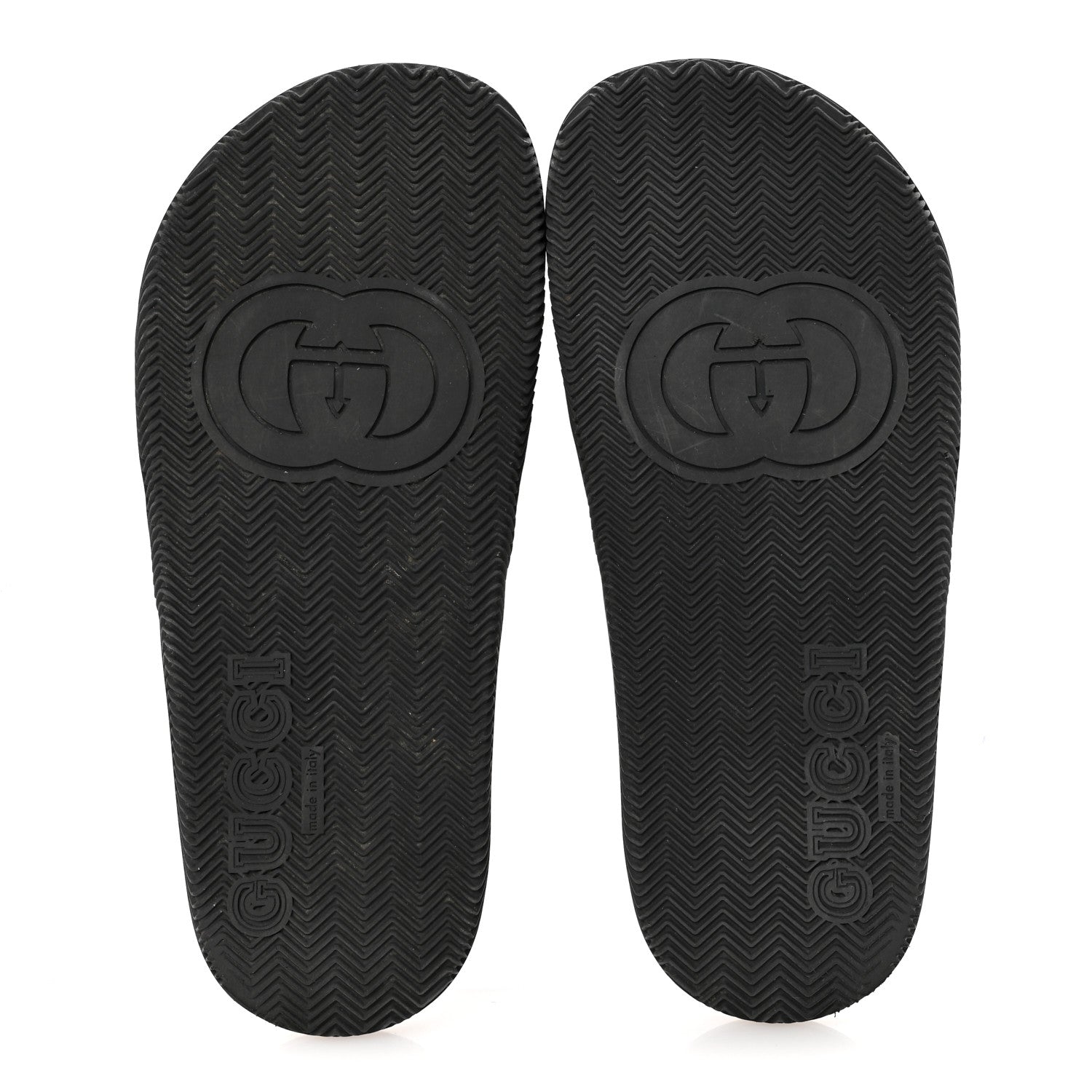 Gucci Rubber Web Womens Interlocking G Slide Sandals 39 Black Green Red 6 of 8