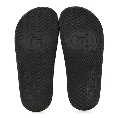 Gucci Rubber Web Womens Interlocking G Slide Sandals 39 Black Green Red 6 of 8