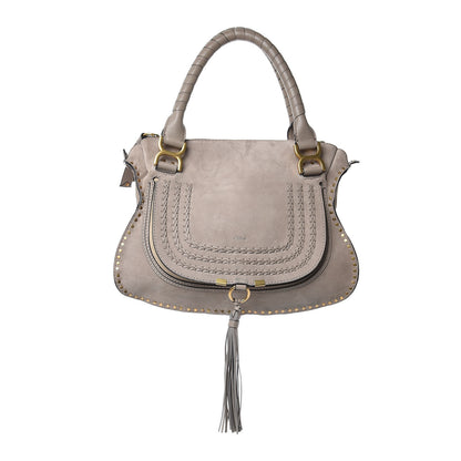 Chloe Suede Calfskin Braided Medium Marcie Satchel Motty Grey 1 of 10