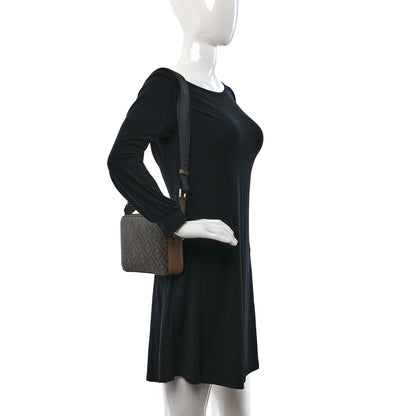 Fendi Glazed Fabric Vitello Cover FF 1974 Diagonal Bi-Color Medium Camera Case Tobacco Moro Sand Black 2 of 9