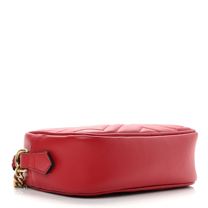 Gucci Calfskin Matelasse Mini GG Marmont Chain Shoulder Bag Hibiscus Red 4 of 10